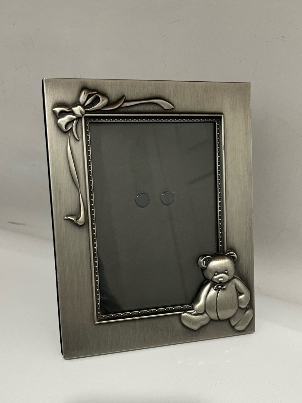 Pewter Teddy Bear Picture Frame Fits 3x5 Photo